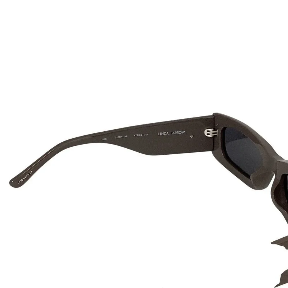 THE ATTICO x LINDA FARROW Mini Marfa Taupe Rectangular Sunglasses